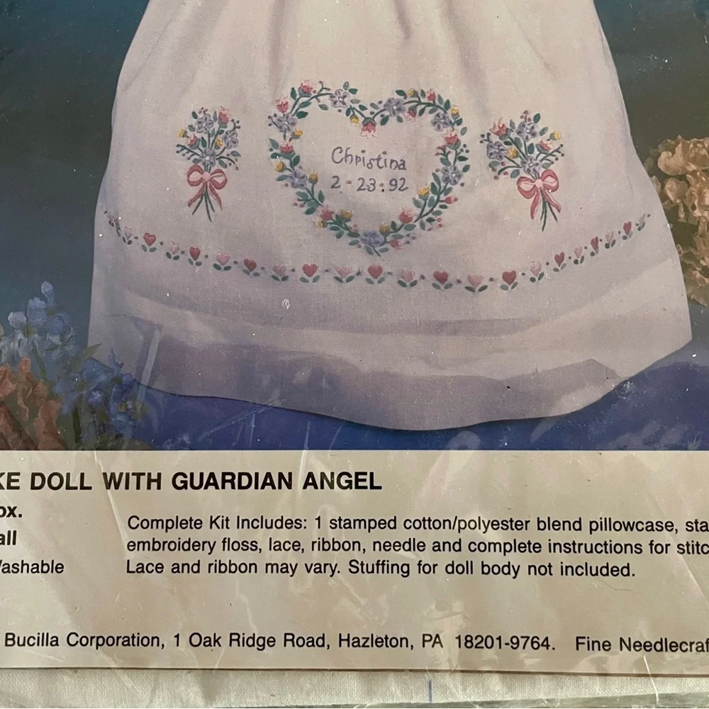 1992 BUCILLA KEEPSAKE PILLOWCASE DOLL KIT W/ GUARDIAN ANGEL 17